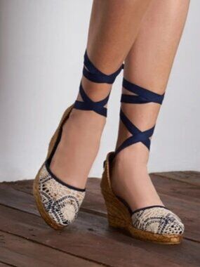 Viscata Sagaro Crochet White/Navy Espadrille wedge 38 US (7)